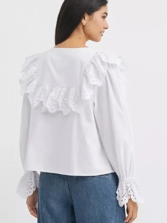 Loft Eyelet White Blouse Large - Picture 5 of 5